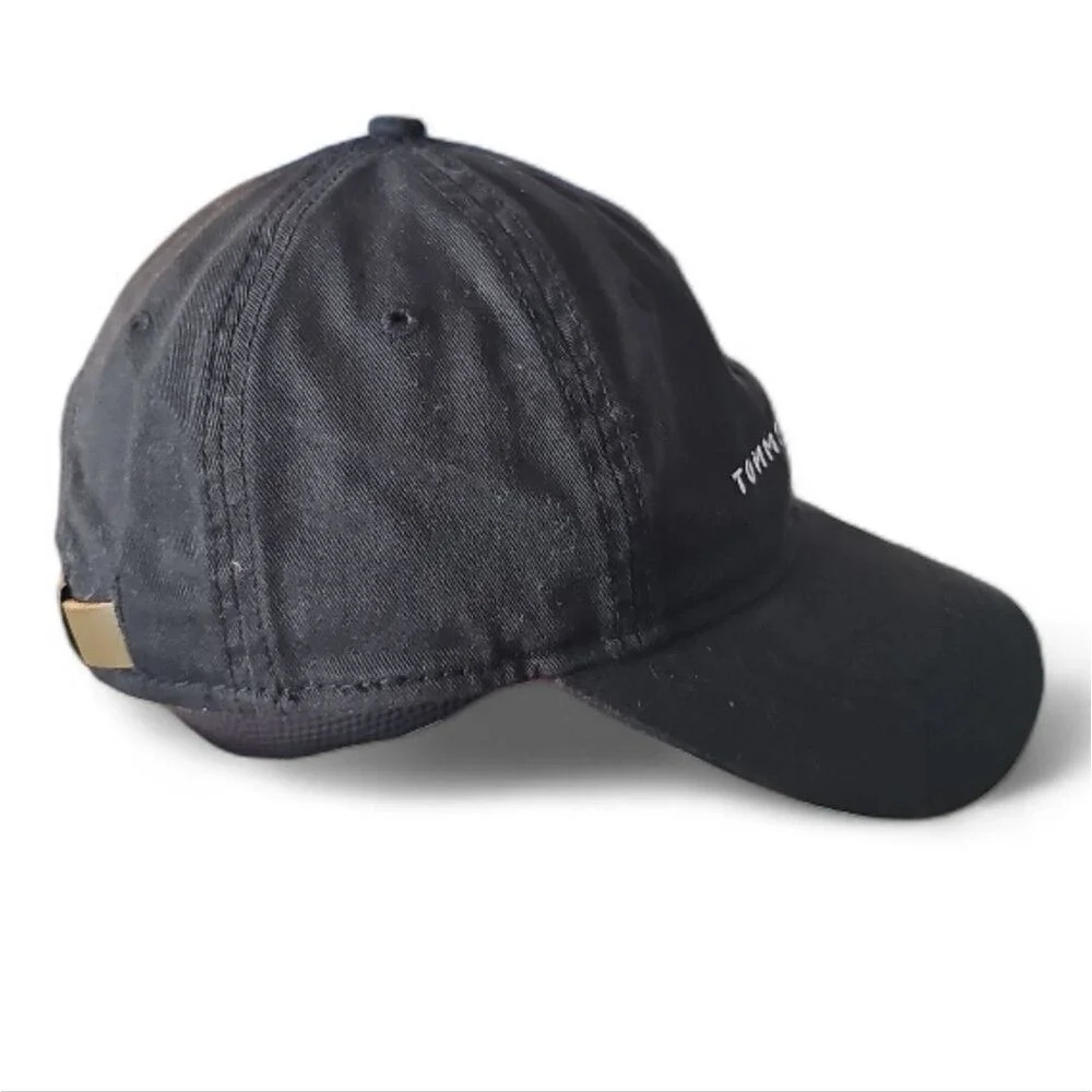Vintage Tommy Hilfiger Dad Hat Black Cotton Baseball Cap Y2K Adjustable Logo